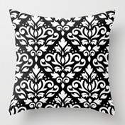 Scroll damask Ptn BW Pillow